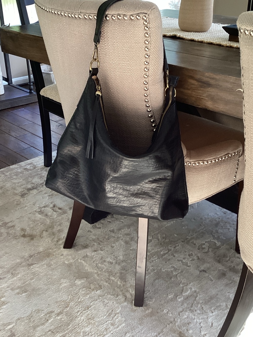 Classic Black Leather Hobo Bag - Joy Susan